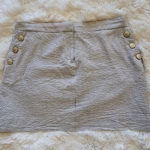 J Crew Cotton Blue and White Mini Skirt with Button Pockets Sz 12 W 32 L 15.5